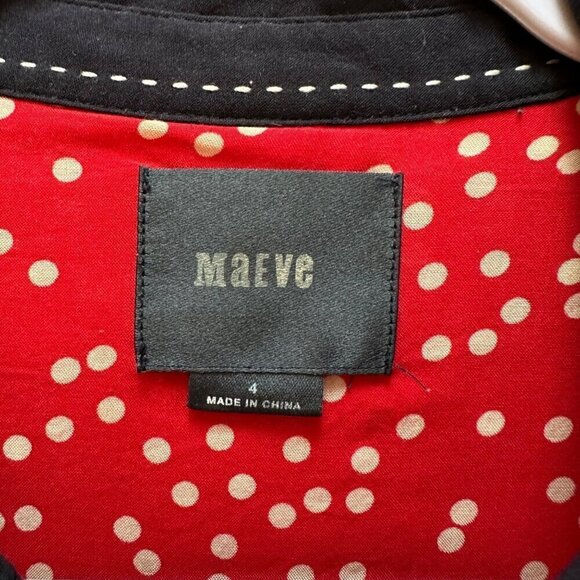 Anthropologie Maeve Top Red & White Polka Dot Button Down Career Work Size 4 - Picture 5 of 6